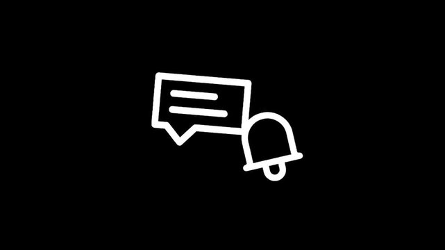Notification icon with speech bubble and bell symbol on black background
