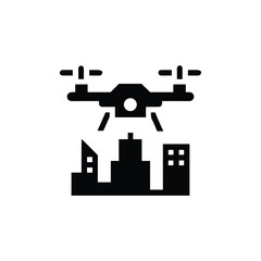 Drone flying over buildings vector illustration