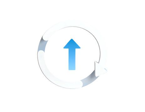 Circular arrow around bright blue upward-pointing arrow