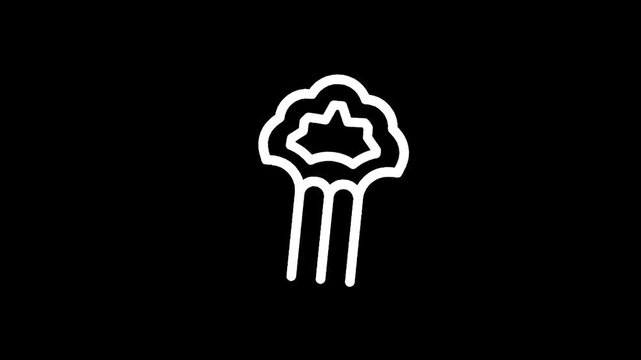 Simple white outline of broccoli on a black background, minimalist design
