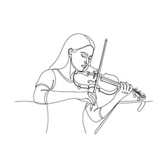 Woman playing violin with passion and elegance in a simple setting