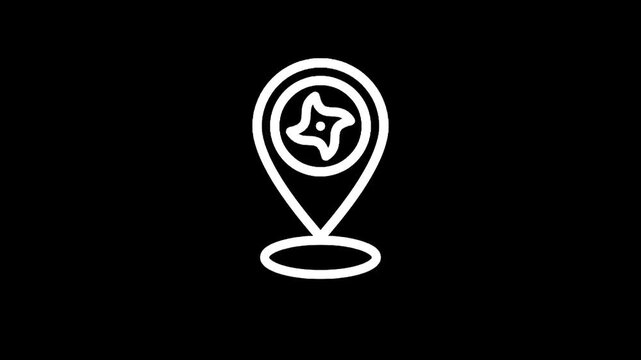 Location pin icon with a ninja star inside, representing a destination or point of interest