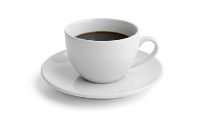 Obraz premium Coffee cup on saucer isolated on white background