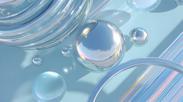 Abstract glass spheres and rings