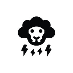 Lion face formed by thunderclouds with lightning