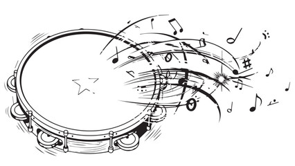 Obraz premium A handheld tambourine in motion with musical notes suggesting a hobbyist performance.