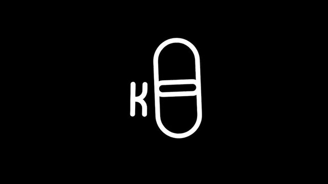 Minimalist white letter K combined with a pill shape on a black background