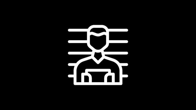 Icon of a person standing behind a counter for identification purposes