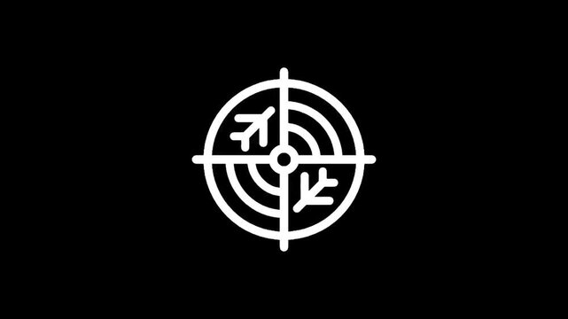 Simple white crosshair icon on a solid black background, minimalist design