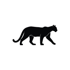 Obraz premium Black Panther Silhouette Vector Minimalist Stalking Wild Cat Illustration For Logo Design