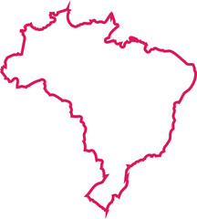 Fototapeta premium Pink Outline Map of Brazil Country on White Background Isolated