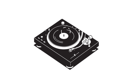 DJ turntable deck with vinyl record and mixer isolated on white background, showcasing music equipment and scratching vibe.
