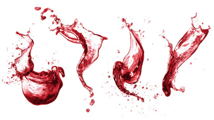 Abstract red water splash isolated on transparent background