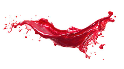 Vibrant red liquid splash with dynamic movement isolated on transparent background