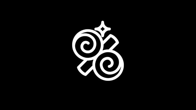 Abstract white swirls and lines forming a dynamic, modern graphic on black background