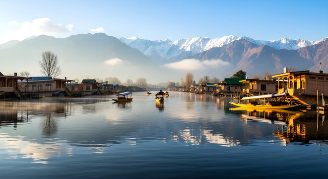 Morning Reflections on Dal Lake Srinagar