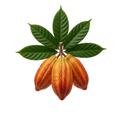 Floating Cocoa Pods and Leaves, isolated on a transparent background