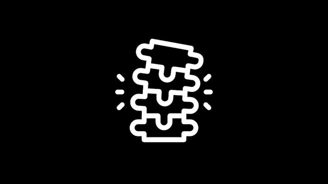 Abstract icon representing a damaged spine with radiating pain signals on a black background