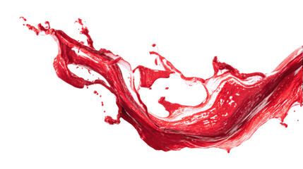Dynamic red liquid splash isolated on transparent background