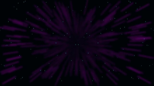 A purple explosion on a black background with a white stripe