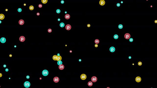 A colorful array of social media logos on a overlay transparent background