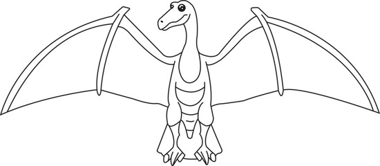 Pterodactyl Dinosaur Coloring Page-Flying Dino Outline for Kids © Sakib8771