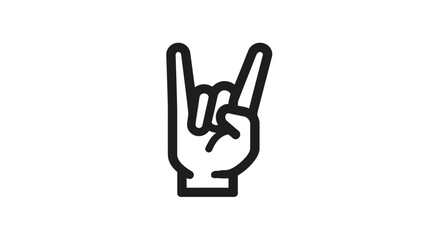 Obraz premium Rock and Roll Hand Gesture Icon: Heavy Metal Sign, Fun Party Symbol, Music Concert Outline Vector Illustration