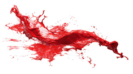 Vibrant red liquid splash isolated on transparent background