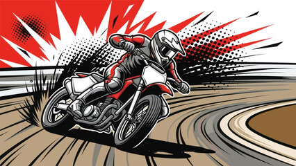 Motocross rider on a race track illustrated in action vector graphic design © Muh