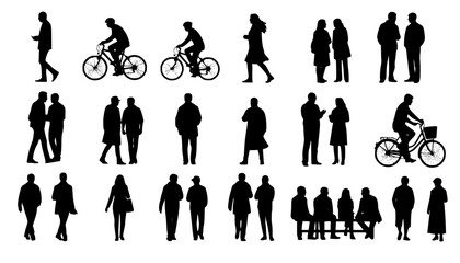 cyclist vector icon. collection of silhouettes of people cycling in different positions. bike, cycle, cyclist, ride, vector, bicycle, man, icon, people, illustration, woman, girl, boy, mountain