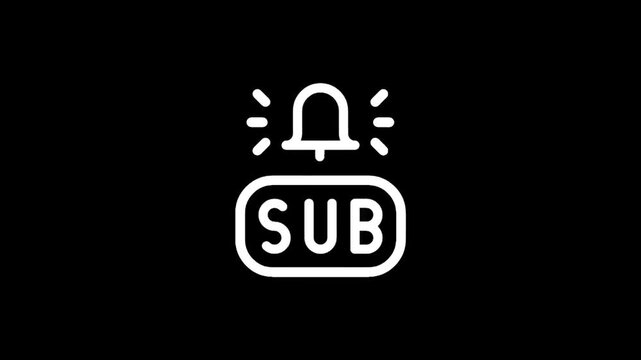 Subscription alert icon with bell and SUB text on black background