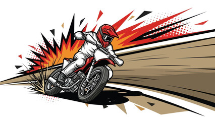Motocross rider racing on motorcycle graphic illustration design element © Muh
