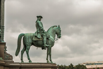 Part of the monument to Maria Theresa. Equestrian statue against the sky