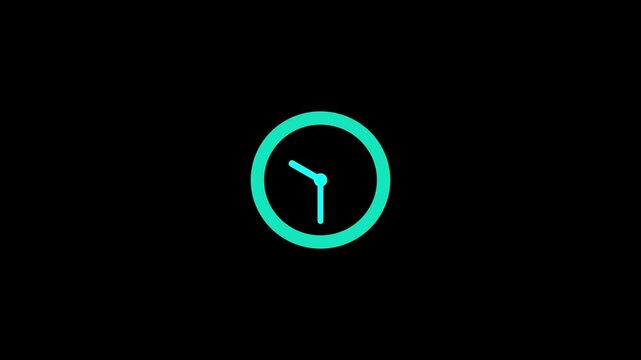 New blue dark clock animation video footage,12 hours clock footage on black background. timer video animation 4k