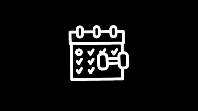 Fitness calendar with checkmarks and dumbbell icon representing workout schedule
