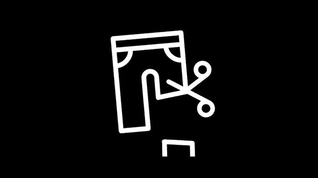Icon of scissors cutting a pair of pants, symbolizing alteration or modification