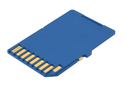 A blue sd card on a white background isolated on transparent background