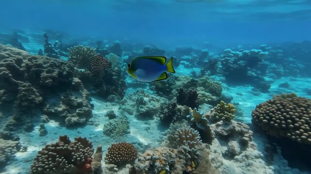 Underwater scene with coral reef and angelfish swimming serene scenery marine life tropical paradise exploring ocean depths natural habitat