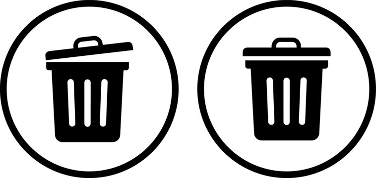 Modern trash can icons for business and design use