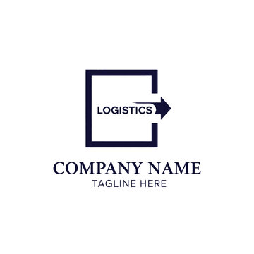 Logistics Company Logo Template with Arrow and Placeholder Text.