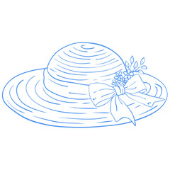 Vintage Straw Hat Line Art Illustration 