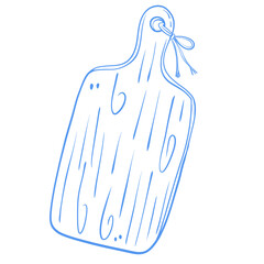 Vintage Wooden Cutting Board Line Art Illustration in Cottage Style