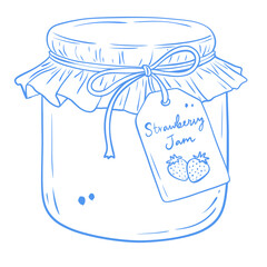 Vintage Strawberry Jam Jar Line Art Illustration