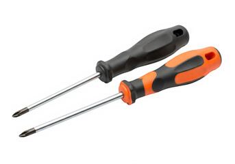 Two screwdrivers with different handle designs isolated on transparent background
