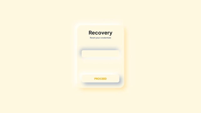 Sleek Digital User Interface Design for Account Recovery, Showcasing a Minimalist Neomorphic Style and Soft Aesthetic for Web and Mobile Application Concepts and Password Reset Forms