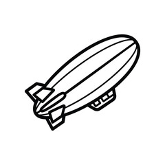 Classic black and white illustration of a vintage airship or zeppelin in flight © Fahim