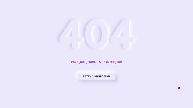 404 Error Page - System Not Found - Retry Connection Button and Placeholder Text on a Soft Gradient Background