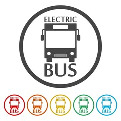 Fototapeta premium Electric bus icon. Set icons in color circle buttons