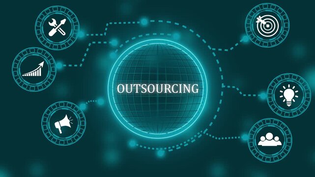 Outsourcing Business Concept with Globe and Icons world