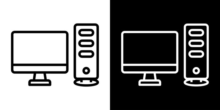 computer icon concept in flat black and white style on clean background vector illustration design	